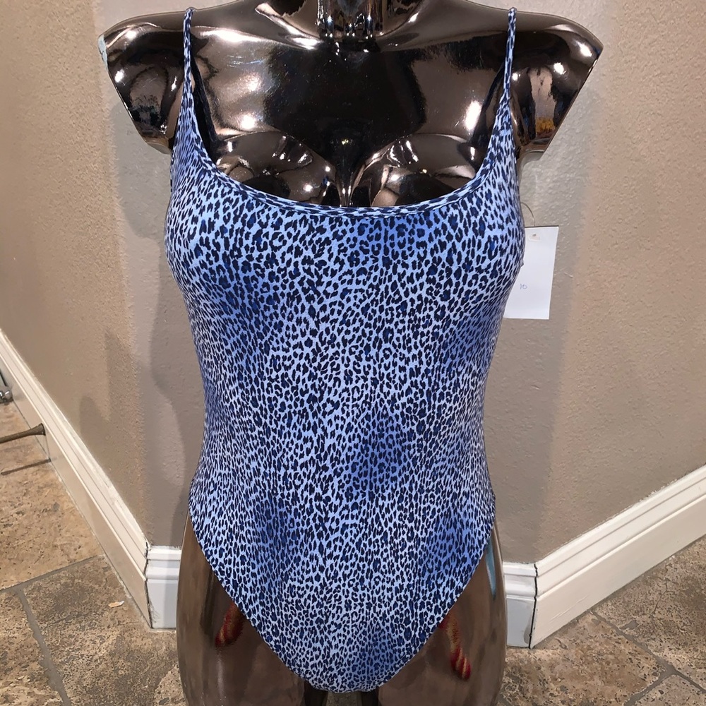 NWT 90s Vintage Blue Cheetah Print One Piece